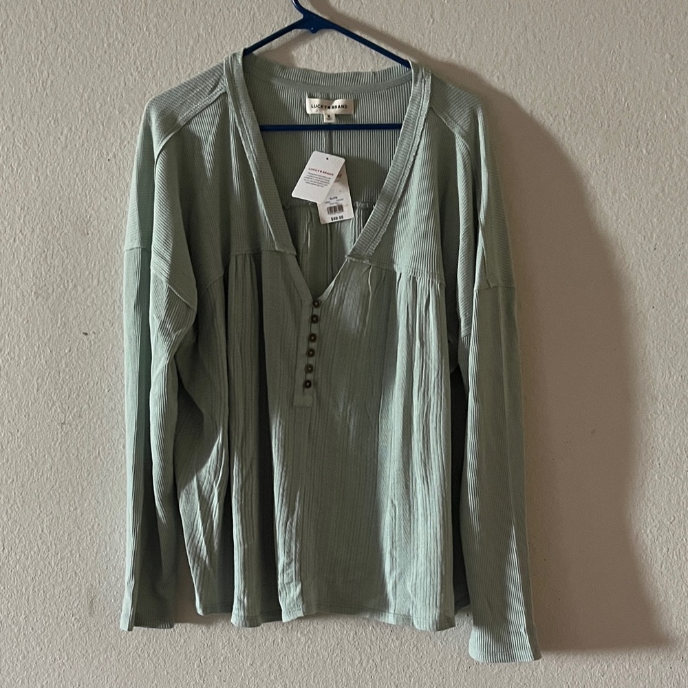 Lucky Brand Sage Green Long Sleeve Top